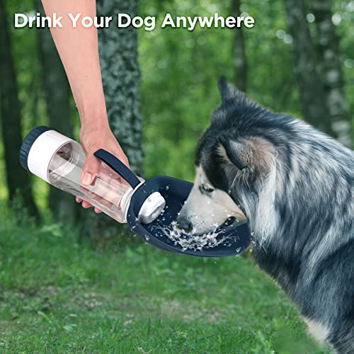 Uppetly Dog Water Bottle, Portable Pet Water Bottle with Food Container and Drinking Feeder, Leak Proof, BPA-Free, Foldabl...