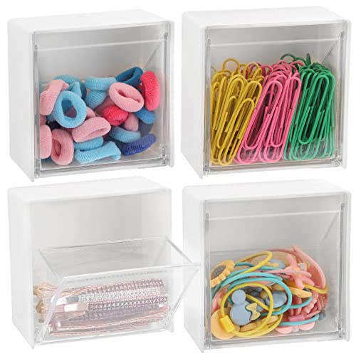Tecbeauty 4PCS Cotton Pads Holder Dispenser, Wall Mounted Cotton Ball Organizers and Storage Box Rounds Jar Containers for...