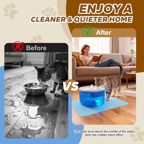 Cat Water Fountain,2.2L/74oz Cat Fountain – Ultra Quiet Upgraded Automatic Pet Water Fountain with 3 Replaceable Filters,1...