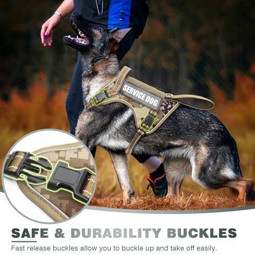 WINSEE Tactical Dog Harness, No Pull Dog Harness for Medium Large Dogs with Handle & Molle, Military Service Dog Vest Harn...