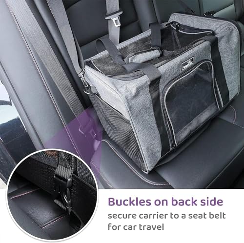 Wakytu TSA Approved Pet Carrier for Small Cats Dogs, Travel Bag with Adequate Ventilation, 5 Mesh Windows, 3 Entrance, Loc...