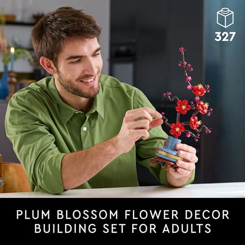 LEGO Botanicals Plum Blossom Building Sets for Adults - Artificial Flower for Dinner Table Centerpiece, Living Room Home D...