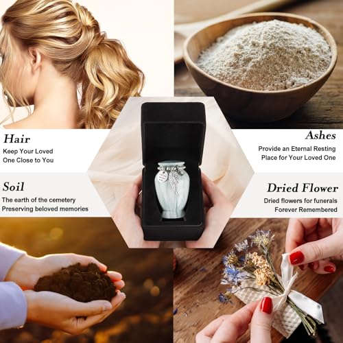 Dletay Small Urns for Human Ashes Keepsake with Box 2.85 Inch Memorial Mini Cremation Urn for Women Men Aluminum Decorativ...