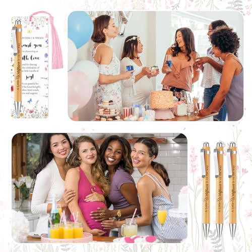50 Sets Wildflower Baby Shower Favors for Guests, Little Wildflower Ballpoint Pens Thank You Bookmarks Organza Bags for Ba...