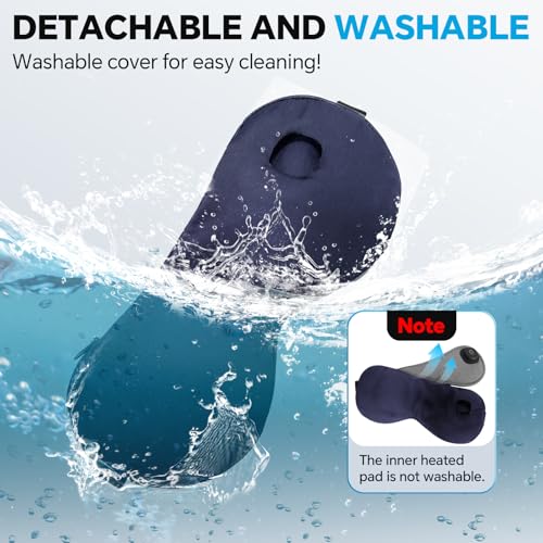 Cordless Heated Eye Mask for Dry Eyes Relief, with 3 Heat Settings, Washable Eye Cover, Warm Heating Pad for Stye Eye Trea...