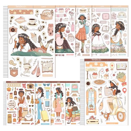 PaperDollzCo Decorative Journal Stickers, Blossoming and Wanderlust Collection, 5 x 3.5 Inch Sheets, Travel and Floral The...