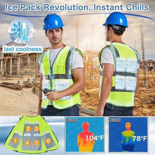 PANGTIKU Ice Cooling Vest with 24 Gel Ice packs - Cooling Safety Vest for Men & Women Motorcycle, MS, Outdoor Activities
