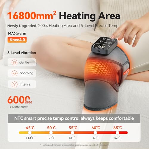 IKEEPFIT Cordless Knee Massager with Heat Vibration for Pain Relief, MAXwarm 4.0[2026 Upgraded] - Electric Heated Knee Bra...