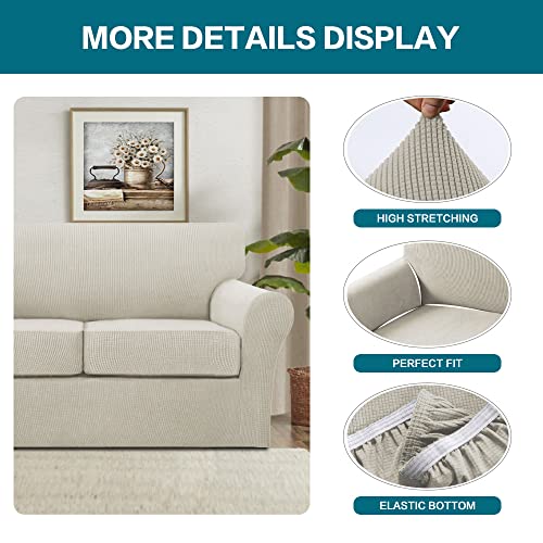 Turquoize 4 Piece Sofa Covers for 3 Cushion Couch Sofa Slipcover Soft Couch Cover for Dogs-Washable Sofa Furniture Covers ...