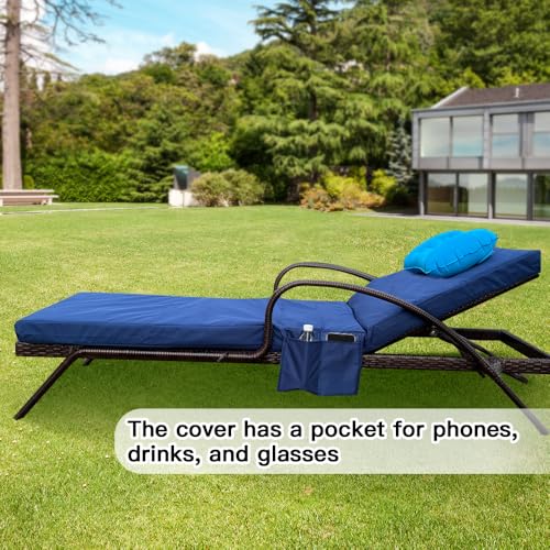 Replacement Covers for Outdoor Chaise Lounge Cushions, 80 x 26 x 3 Inch Patio Lounge Chair Cushion Covers–Waterproof, Fad...