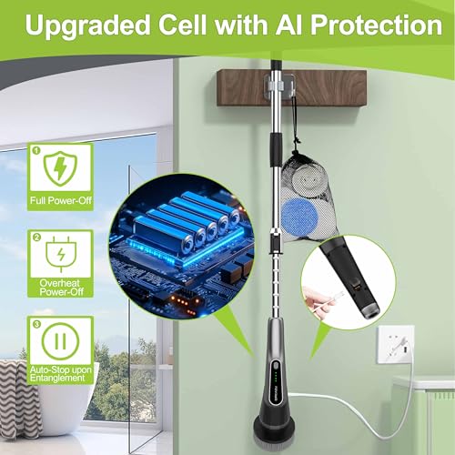 Dreazu G2-Pro Electric Spin Scrubber - Upgraded 10-in-1 Scrubber Brush Electric, Retractable Handle & 2-Speed for Bathroo...