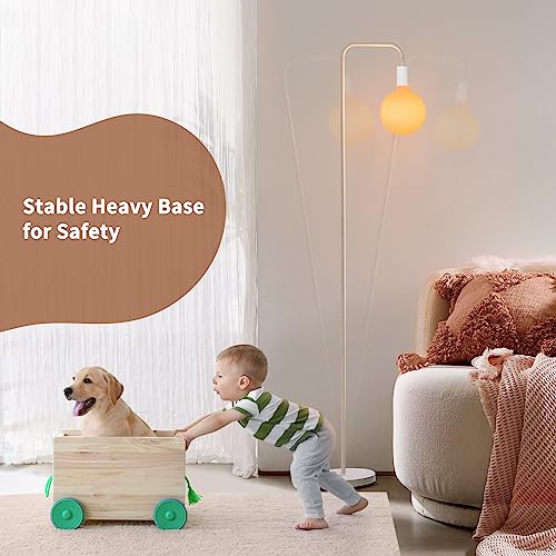 ONEWISH Floor Lamp for Living Room - Minimalist Standing Lamp with Modern LED Bulb, White Frosted Globe Glass 6", 1800K Wa...