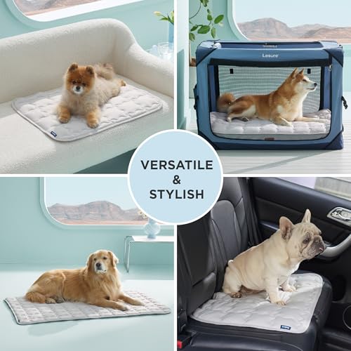 Bedsure Cooling Mat for Large Dogs, Q-Max>0.5 Thin Breathable Cold Crate Pad for Pet, Portable Washable Kennel Bed for Sum...