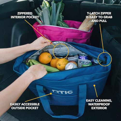 RTIC Everyday Insulated Tote Bag, Large Reusable Thermal Cooler with Zippered Top for Beach, Grocery, Shopping, 35 L Capacity