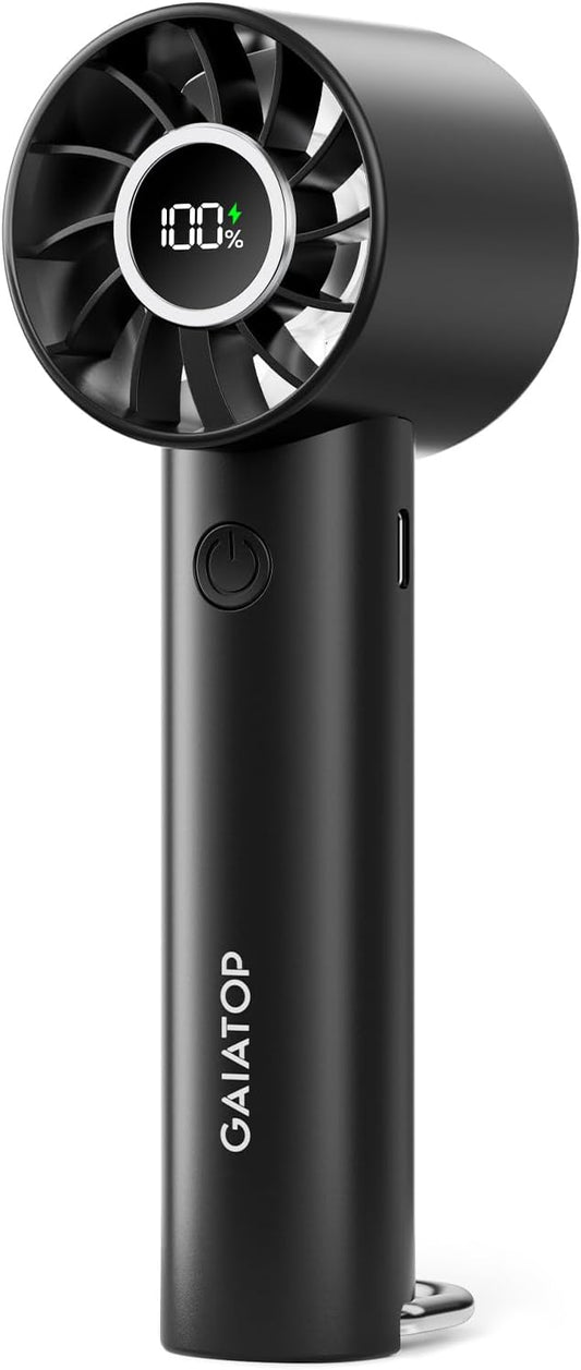 Gaiatop Portable Mini Fan, 3 Speed Handheld Fans with Power Display Flashlight, USB Rechargeable Battery, Lightweight Pers...