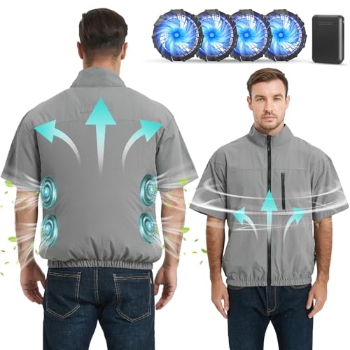 Foiueyga Cooling Vest for Men with 10000mAh Battery Pack, 4PCS Fan 7.4V Electric Cooling Air-Conditioned Clothing Vest Jacket