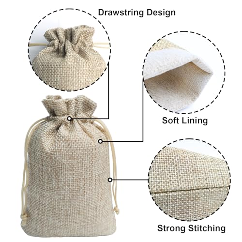 Uigidori 30 Pcs Burlap Gift Bags with Drawstring, 3.8 x 5.7 Inches Premium Linen Jewelry Pouches, Burlap Favor Sacks, Rust...