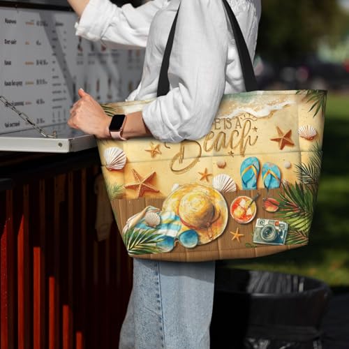 Amsnkee Large Waterproof Sandproof Beach Tote Bag for Women with Zipper & 7 Pockets, Lightweight Foldable Pool Swim Bag
