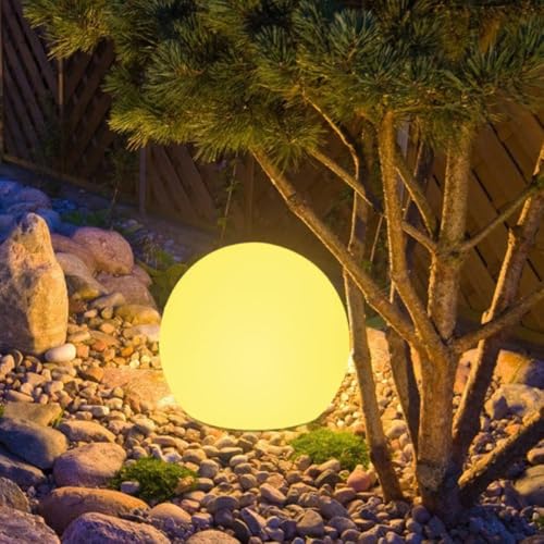 8-in Solar Globe Light Outdoor, Waterproof Solar Ball Light for Outside w/Remote, 16 RGB Color Changing Glowing Orb Lamp L...