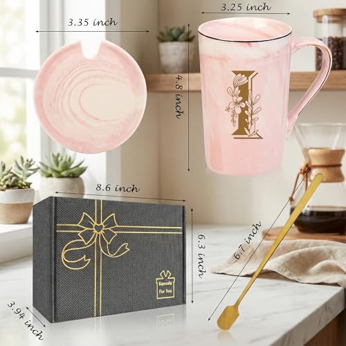 Jmugmt Letter I Personalized Initial Mugs, Letter I Personalized Coffee Mug, Novelty Birthday Mother's day Gifts for Mom G...