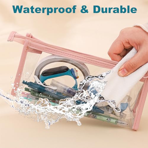 TIE-DailyNec 6 PCS Pencil Cases Clear Pen Pouch Marker Pouch Multifonction Travel Cosmetic Makeup Bag with Zipper, Exam Pe...