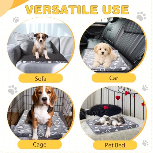 VitalCozy 3 Pcs Waterproof Reversible Dog Crate Pad Warm and Cool Dog Cats Bed Mat for Crates Sleeping Mat Cozy Heart Patt...