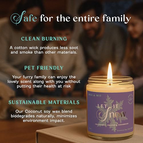 Wax & Wit Christmas Candles Gift Set Scented, Winter Holiday Set of 4 Pack Candle - Natural Coconut Soy Candles, 180+ Hr B...