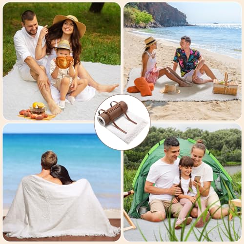 VitalCozy Waterproof Picnic Blankets 71×71 inch Outdoor Blanket Foldable 2 in 1 Double Layer Sandproof Beach Mat with Carr...