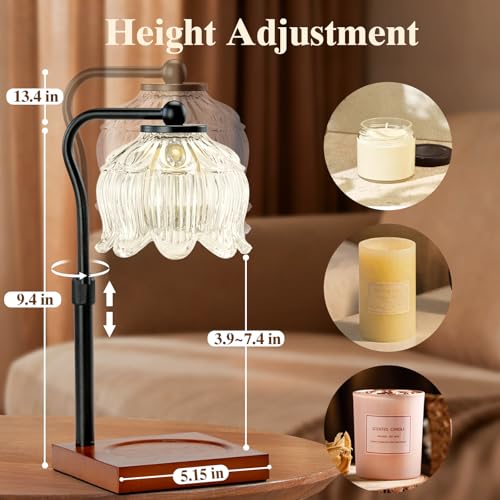 Shevvi Candle Warmer Lamp with Timer, Dimmable Candle Warmer for Jar Candles, Gifts for Women Mom, Height Adjustable Wax M...