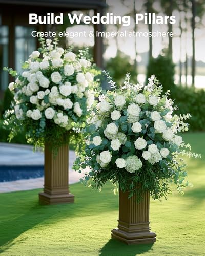 InnoGear 50 Pcs White Roses Artificial Flowers, Fake Velvet Silk Rose Bulk Faux Flower for Mother's Gift Decoration DIY We...