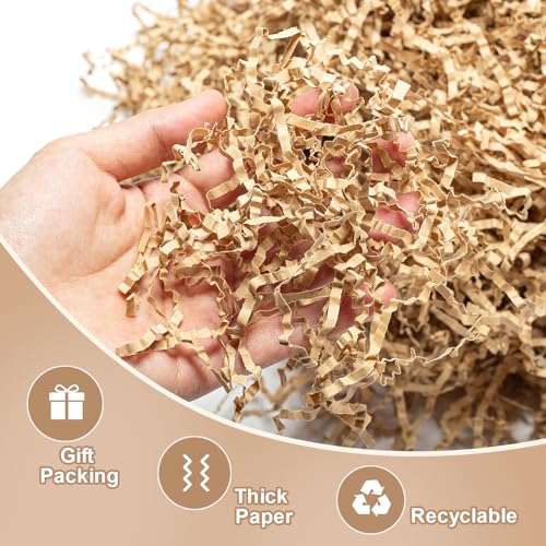 Wowxyz 2 LB Crinkle Cut Paper Shred Brown Crinkle Shredded Paper - Gift Box Baskets Bag Filler - Kraft Confetti Stuffing f...
