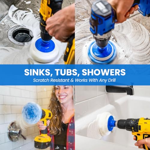 RotoScrub 7 Pack Multi-Purpose Drill Brush Kit for Cleaning Bathrooms, Showers, Tubs, Tile, Floors, Sinks, Toilets, Grout ...