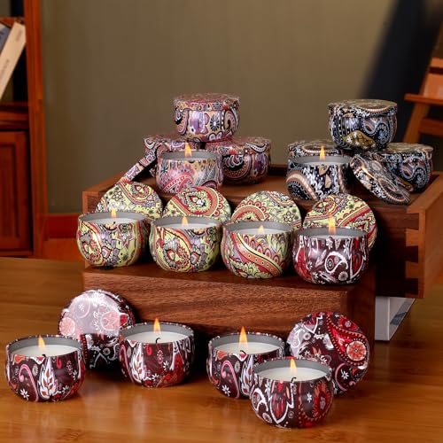 KNOURT 16 Pack Scented Candles Gift Set, Natural Soy Wax Travel Tin Candles for Home Scented, Ideal for Christmas, Birthda...