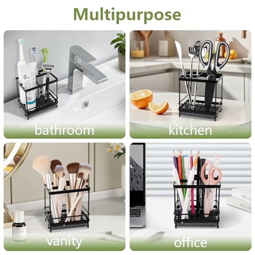 Carbon Steel Toothbrush Holders for Bathrooms, 5 Slots Kids Electric Tooth Brush and Toothpaste Organizer for Countertop, ...
