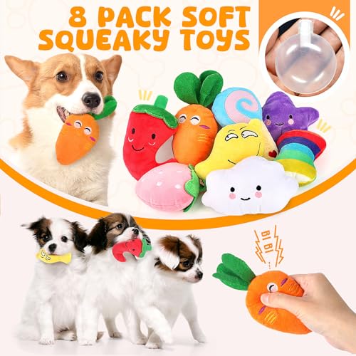LOYEE Dog Squeaky Toys 8 Pack, Puppy Plush Squeaky Toys for Medium Small Dogs, Cute Pet Toys Stuffed Puppy Chew Toys for T...