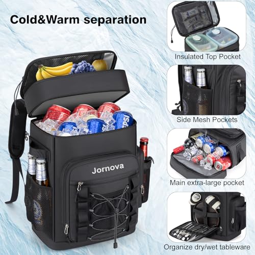 Jornova Insulated Cooler Backpack, 40L Leakproof Backpack with Double Compartments for Men & Women, Large Lunch Cooler for...