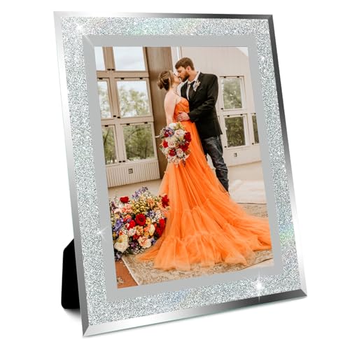 AYANICA Glass Photo Frame 4x6 5x7 6x8 inch High Definition Vertical Horizontal Display Diamond Shiny Desk Table Shelf Wedd...