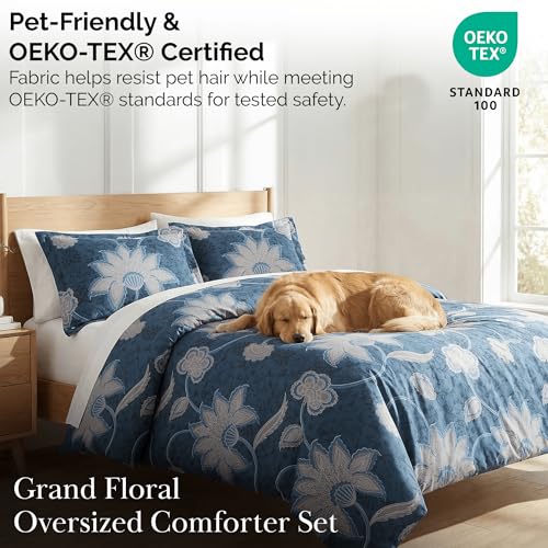 Southshore Fine Living, Inc. Grand Floral Collection - King Comforter Set, Premium Bedding, All-Season Down Alternative, O...