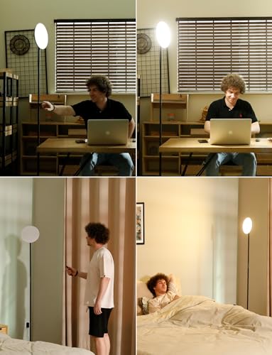 PreeOtti Modern LED Floor Lamp - Remote & Touch Control, 40W/2400LM Sky Torchiere Standing Lamp, Fully Dimmable, 3 Color T...