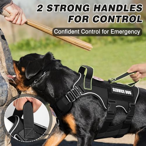 MOOGROU Tactical Service Dog Vest and Leash Set,Heavy Duty Harness with Metal Buckles for Large Dogs,Adjustable No Pull Pe...