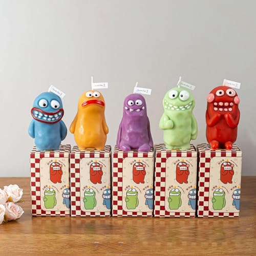 Whimsical Monster Scented Candles – 5 Unique Scents, Fun Decorative Aromatherapy Candle – Handmade Cute Monster Shaped Can...