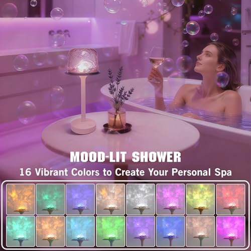 Kzictrs Cordless Waterproof Shower Lamp, Rechargeable Bathroom Lamp with Remote & Touch Control 16 Color Changeable Ocean ...