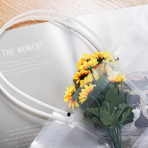SOUJOY 10 Pack Clear Flower Bouquet Bags, Extra Large Gift Bags with Long Handles, 13''L x 8.2''W x 13.8''H Party Floral P...