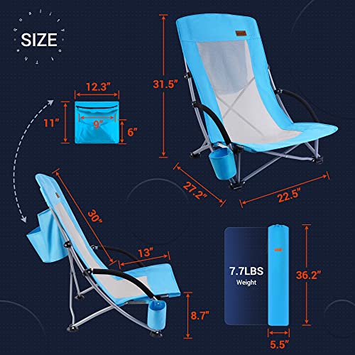 Nice C Beach Chair, Beach Chairs for Adults 2 Pack w/Cooler Compact High Back, Cup Holder & Carry Bag & Heavy Duty Outdoo...