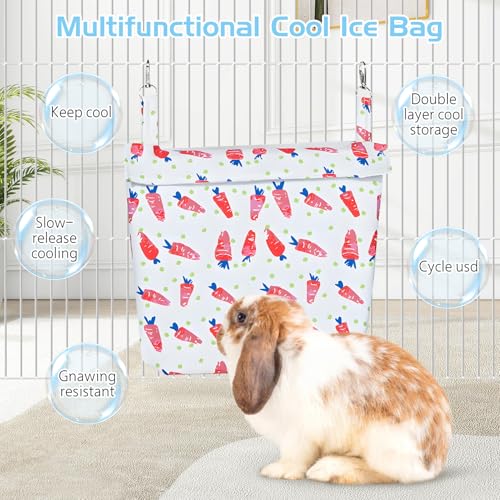 Hamiledyi Rabbit Cooling Pouch with Ice Pack - No Condensation Pad for Bunny Cage Accessories, Washable Cooling Mat for Sm...