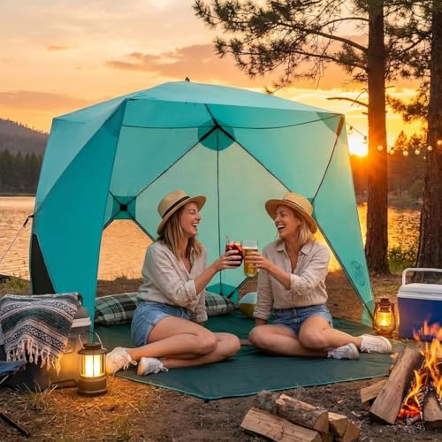 Beach Cube Pop Up Beach Tent Portable Shade Sun Shelter UPF50+ UV Protection for 4 Person Expandable Floor for Beach Fishi...