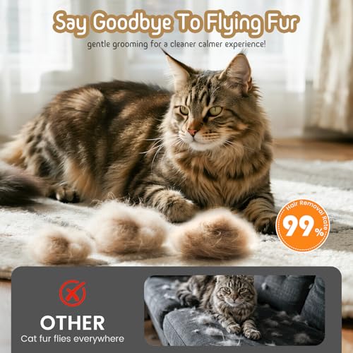 Dog & Cat Brush for Shedding, Self Cleaning Deshedding Brush with Adjustable Bristle Length & Dematting Comb, Skin Friendl...