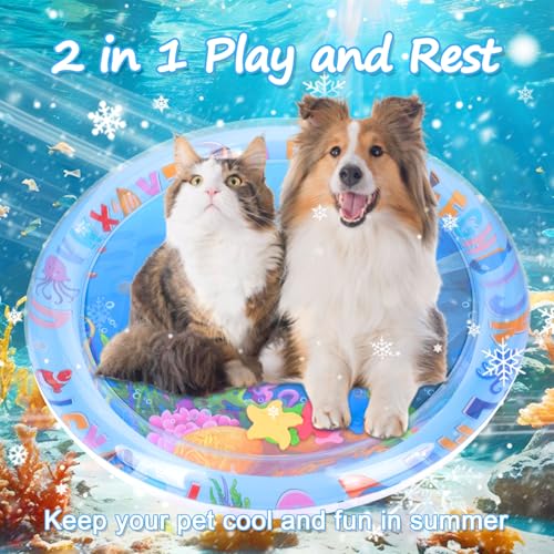 marhook Cat Water Mat Upgrade Thickened, Ocean-Themed Pet Cooling Mat for Indoort Cats, Scratch-Resistant Cat Cold Pad