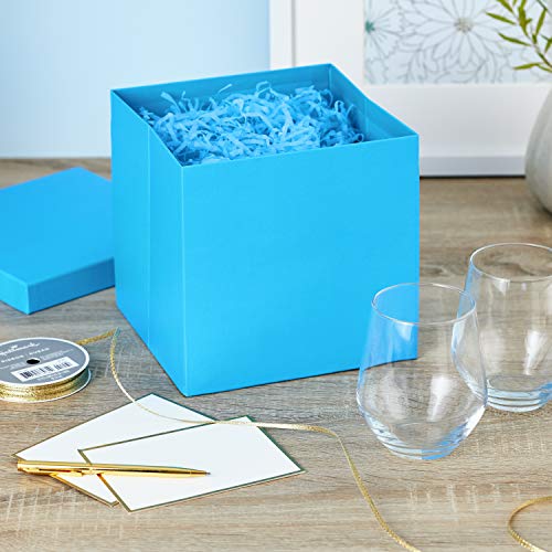 Hallmark Medium Gift Box with Lid and Shredded Paper Fill (Turquoise Blue 7 inch Box) for Birthdays, Graduations, Annivers...