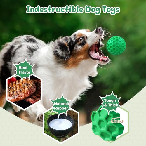 ZRIFAQESW Tough Dog Chew Toys for Aggressive Chewers, Indestructible Dog Balls for Aggressive Chewers, Squeaky Balls for D...